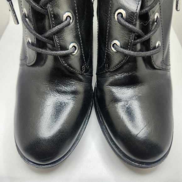 Michael Michael Kors Womens Size 9M Platform Leather Kim Lace Up Bootie Black - Picture 3 of 14